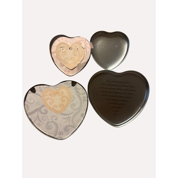 2 Brighton Heart-Shaped 2 Tin Boxes  Decorative Designs Yellow & Pink Metal - Picture 3 of 3